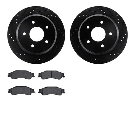 DYNAMIC FRICTION CO 8202-48011, Rotors-Drilled and Slotted-Black with Heavy Duty Brake Pads, SilverGeospec Coated,  8202-48011